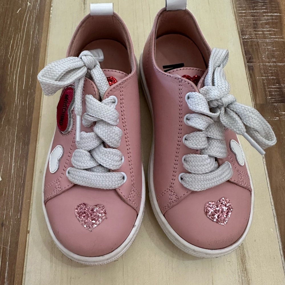 Moschino pink leather sneakers 25